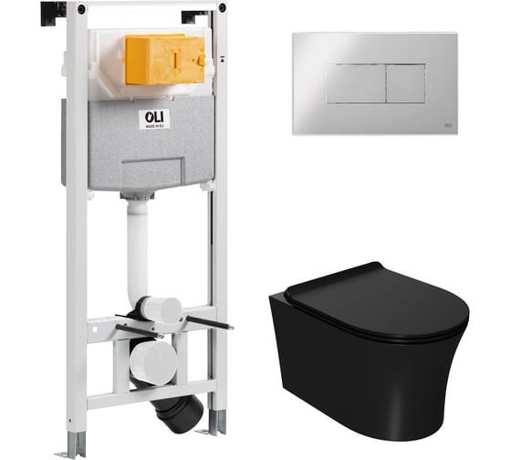 Сет Point инсталляцияoli 120 eco sanitarblock pneumatic + панель karisma, хром глянцевый + унитаз вега, чёрный 879235pKA00+PN41711BM 1