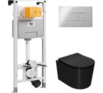 Сет Point инсталляцияoli 120 eco sanitarblock pneumatic + панель karisma, хром глянцевый + унитаз веста, чёрный 879235pKA00+PN41701BM
