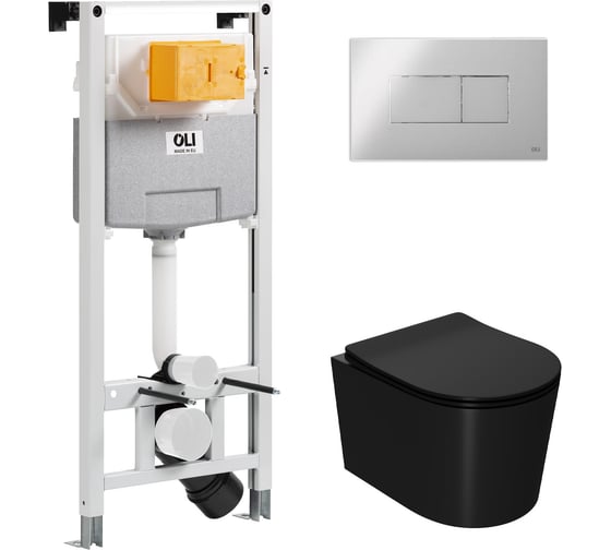 Сет Point инсталляцияoli 120 eco sanitarblock pneumatic + панель karisma, хром глянцевый + унитаз веста, чёрный 879235pKA00+PN41701BM 1