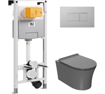 Сет Point инсталляцияoli 120 eco sanitarblock pneumatic + панель karisma, хром матовый+ унитаз вега, сер 879235pKA02+PN41711GM