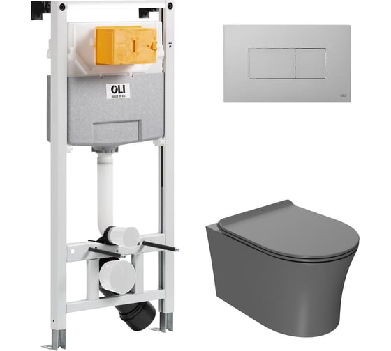 Сет Point инсталляцияoli 120 eco sanitarblock pneumatic + панель karisma, хром матовый+ унитаз вега, сер 879235pKA02+PN41711GM