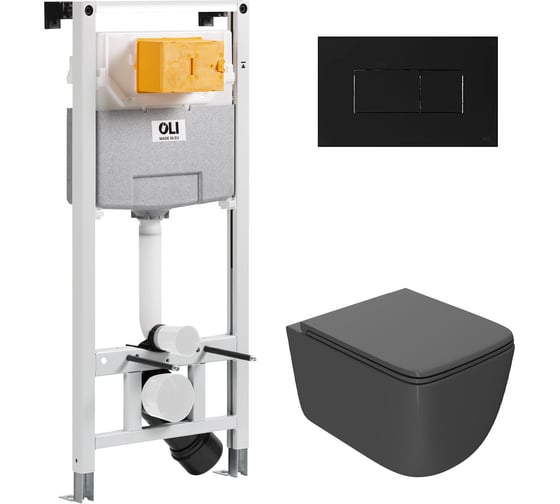 Сет Point инсталляцияoli 120 eco sanitarblock pneumatic + панель karisma, черн + унитаз меркурий, темно-серый 879235pKA03+PN41831GM