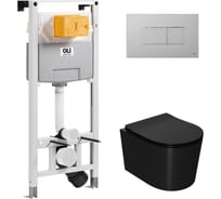 Сет Point инсталляцияoli 120 eco sanitarblock pneumatic + панель karisma, хром матовый + унитаз веста, чёрный 879235pKA02+PN41701BM