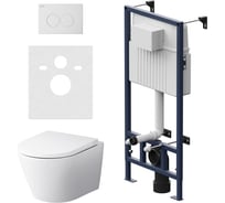 Инсталляция AM.PM с клавишей proc l белый глянец, с подвесным унитазом sense flashclean, с сидением м/лифт IS70101.741701