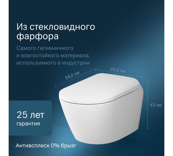 Подвесной унитаз с интегрированным электронным биде AM.PM Sensation touchreel CCC301700SC