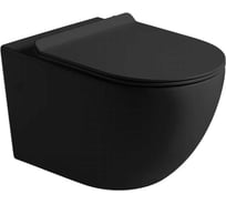 Подвесной безободковый унитаз Santi Line матовый чёрный, сиденье микролифт SL-5002MB