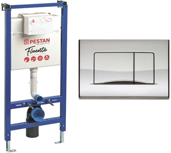 Инсталляция в комплекте с кнопкой Pestan Fluenta Active хром глянец SET40006356 SET40006356AC