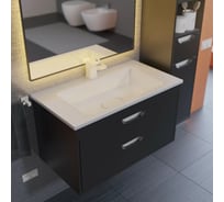 Тумба с раковиной для ванной Uperwood Modul 80 см, подвесная, матовая, черная 393020551