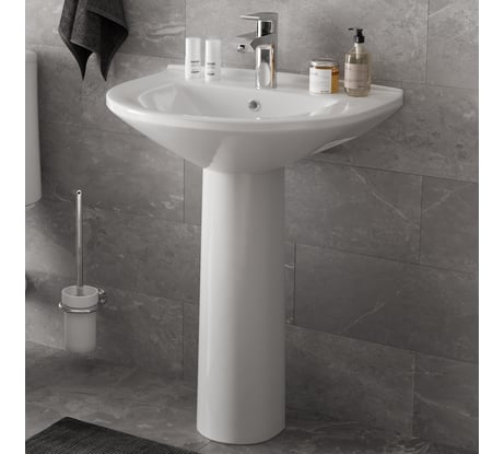 Умывальник Gesso W 101 HOME De Luxe c болтами крепления, сливным хромированным кольцом 9010256