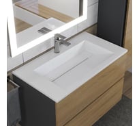 Тумба с раковиной для ванной Uperwood Next 80 см, подвесная, черная/дуб сонома 290000013