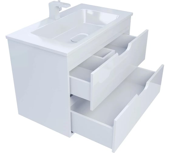 Тумба с раковиной для ванной Uperwood Modul 80 см, подвесная, глянцевая, белая 393020559