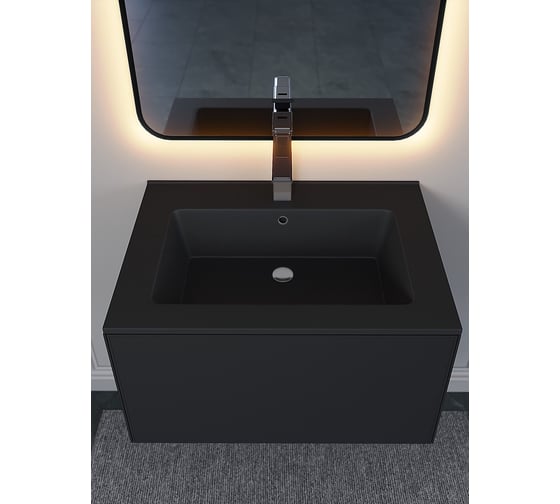 Полувстраиваемая раковина для ванной Uperwood Parma Quartz 65 см, черная матовая, уголь 291003000