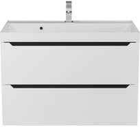 Тумба с раковиной для ванной Uperwood Tanos 80 см, подвесная, матовая, белая/графит 29111020231