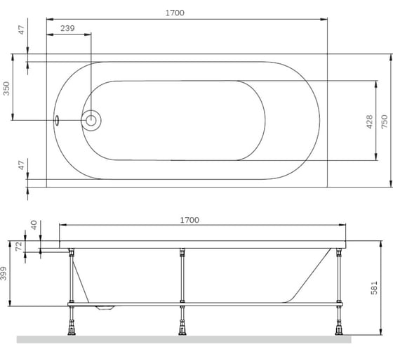 Ванна акриловая 170x75 AM.PM X-Joy W94A-170-075W-A