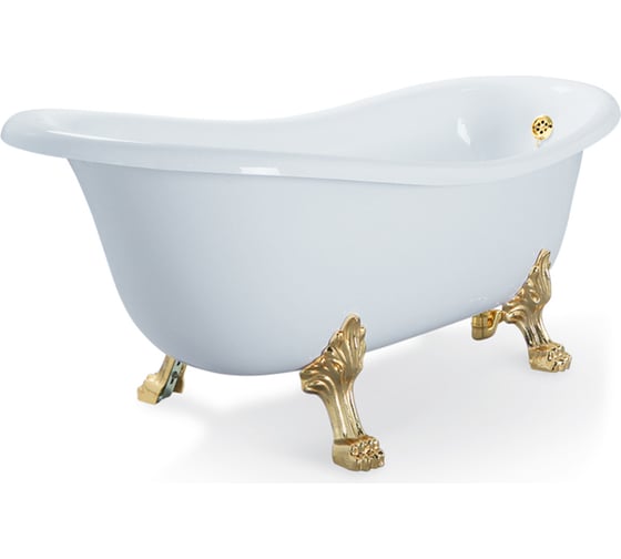 Ванна Migliore MARKIZA 185x82xH74 см, на лапах "LEONE" LUX, белая, слив/перелив золото 31876