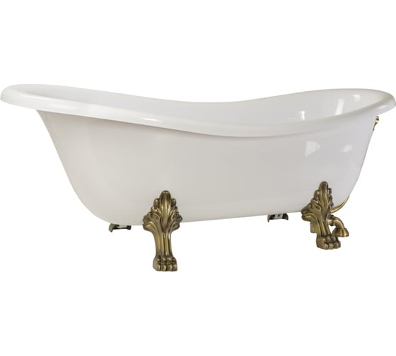 Ванна Migliore MARKIZA 185x82xH74 см, на лапах "LEONE" LUX, белая, слив/перелив бронза 31875