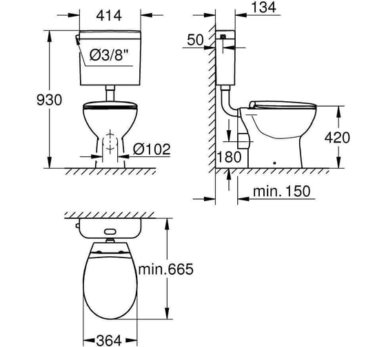 Напольный унитаз Grohe Bau Ceramic альпин-белый 39560000