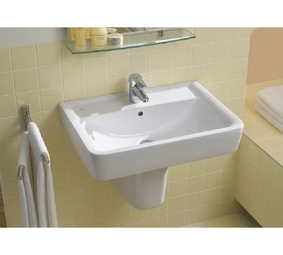 Мебельная раковина GEBERIT 225155000 Renova Nr.1 Plan с отв., с переливом 550x440 мм 00000045998