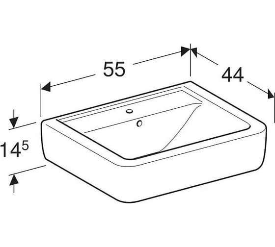 Мебельная раковина GEBERIT 225155000 Renova Nr.1 Plan с отв., с переливом 550x440 мм 00000045998