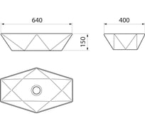 Умывальник мебельный Runo Poligono 64*40 (многоугол.) 00-00001446
