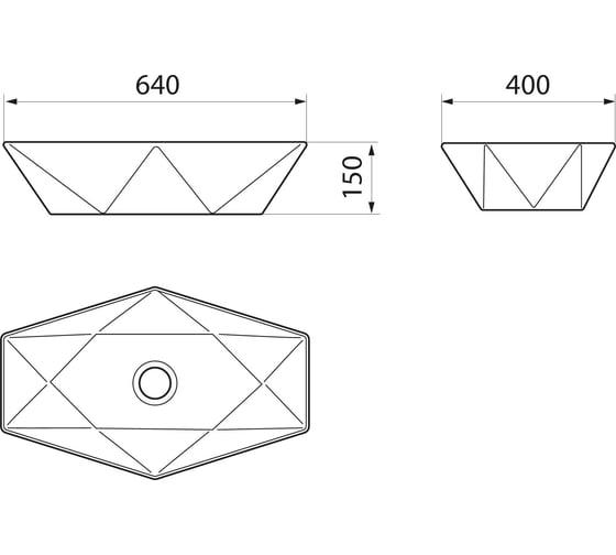Умывальник мебельный Runo Poligono 64*40 (многоугол.) 00-00001446 1