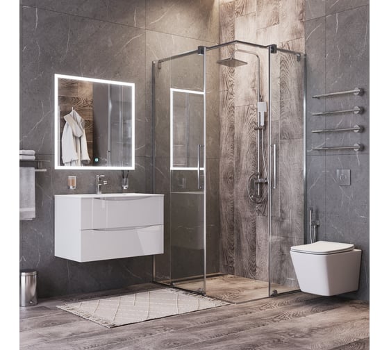 Тумба подвесная BOND Cube 80см белая глянцевая с белой раковиной S05-800 T01800-S05W