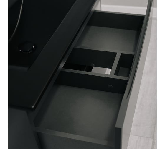 Тумба подвесная BOND Cube 80см темно-серая с черной раковиной T01807-S05B
