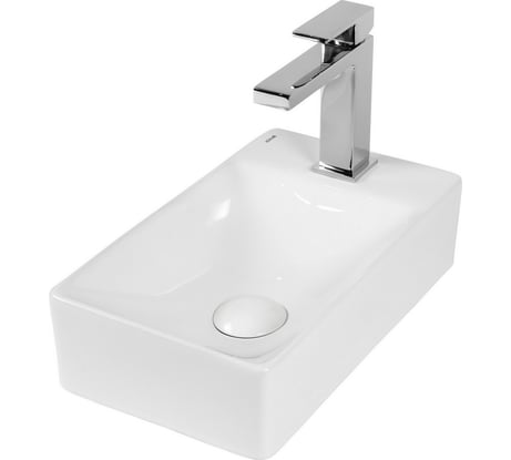 Раковина BOND накладная правая прямоугольная 37,521,510см с отверстием под смеситель S12-380R