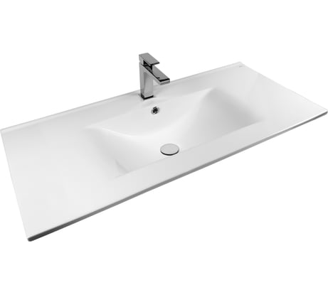 Раковина встраиваемая керамическая прямоугольная BOND 101,5х46,5х17см белая с переливом S05-1000