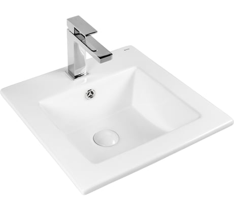 Раковина встраиваемая квадратная BOND 41х41х17см керамическая белая с переливом S06-410