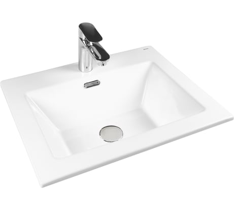 Раковина встраиваемая прямоугольная BOND 50х40х17см керамическая белая с переливом S06-500