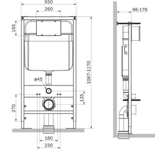 Инсталляция с кнопкой Santi Line (хром квадратная) SL-01 SL-01q