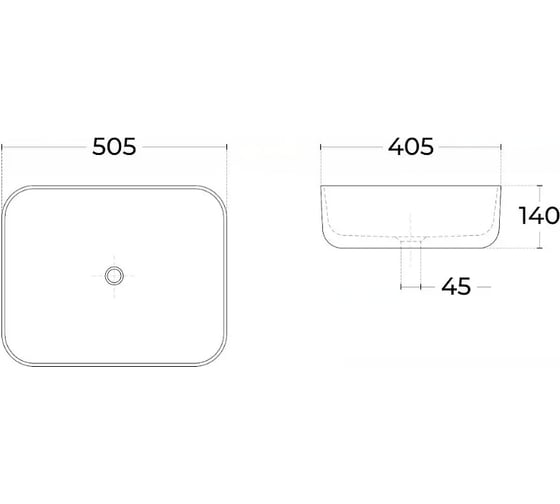 Накладная раковина Sintesi белая 505x405x140, без отверстия под смеситель SIN-LVB-APP-403