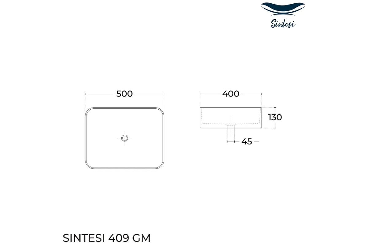 Накладная раковина Sintesi серая матовая 500x400x130, без отверстия под  смеситель SIN-LVB-APP-409GM - выгодная цена, отзывы, характеристики, фото -  купить в Москве и РФ