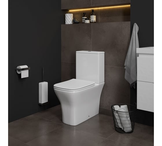 Унитаз напольный Teymi Helmi Pro безободковый, сиденье микролифт T40305 ЦБ-00267139