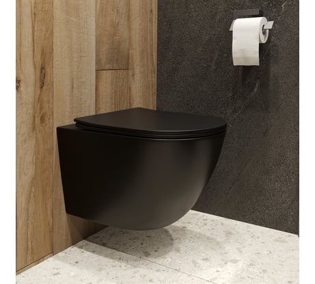 Унитаз подвесной безободковый чёрный с сиденьем с микролифтом BOND F01-108