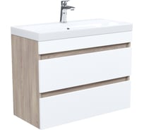 Тумба с умывальником 3508000i28 IDDIS Zodiac подвесная с ящиками, 80 см, белая/под дерево ZOD8AB0i95K