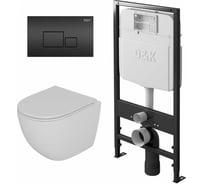 Комплект D&K: Унитаз подвесной безободковый Matrix DT1396016 белый, инсталляция DI8055119, клавиша DS1391611