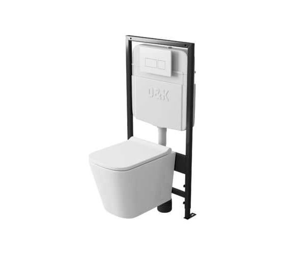 Комплект D&K: Подвесной безободковый унитаз D&K Venice DT1026016, 515х355х365 мм, инсталляция, сиденье микролифт, белый DS1021608