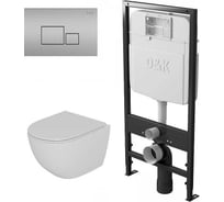 Комплект D&K: Унитаз подвесной безободковый торнадо белый Matrix DT1396516, инсталляция DI8055119, клавиша DS1391612