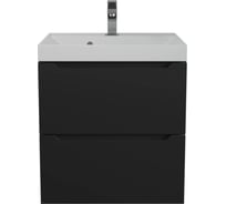 Подвесная тумба с раковиной для ванной Uperwood Tanos_50 см, матовая, черная 29111020235