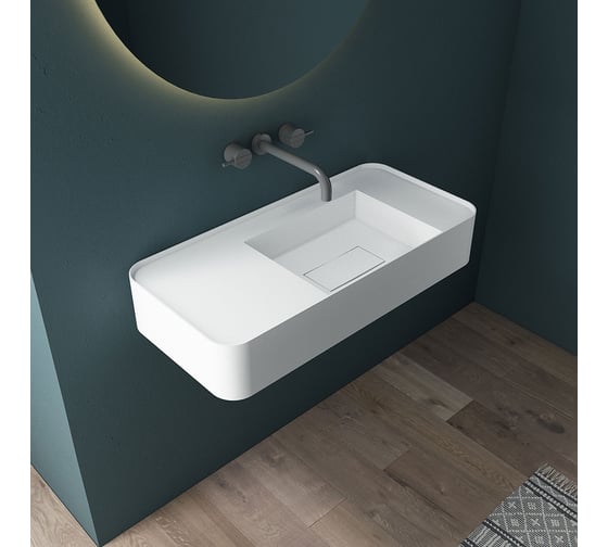 Раковина из искусственного камня VINCEA 800x400x150, подвесная, белый матовый VWB-6S480MW