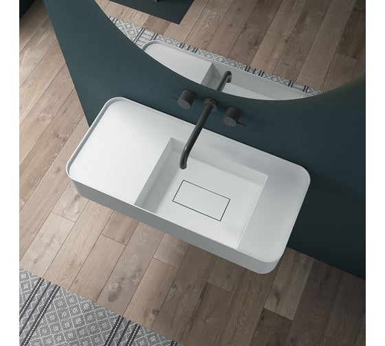 Раковина из искусственного камня VINCEA 800x400x150, подвесная, белый матовый VWB-6S480MW