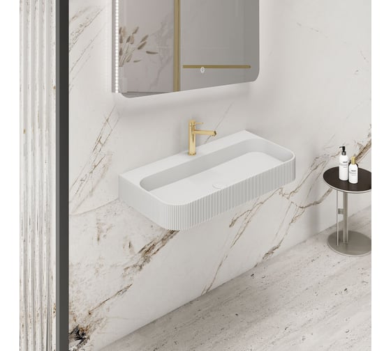 Раковина из искусственного камня VINCEA 750x460x120, подвесная, белый матовый VWB-6SG75MW