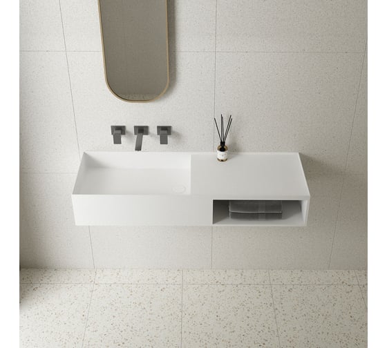 Раковина из искусственного камня VINCEA 1200x400x200, подвесная, белый матовый VWB-6S112MW