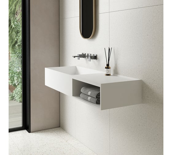 Раковина из искусственного камня VINCEA 1200x400x200, подвесная, белый матовый VWB-6S112MW