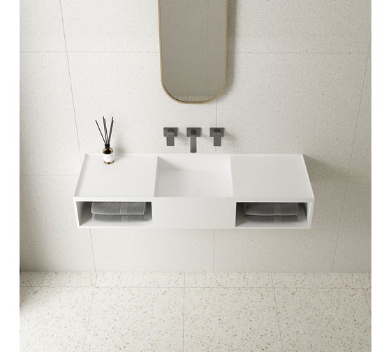 Раковина из искусственного камня VINCEA 1200x400x200, подвесная, белый матовый VWB-6S212MW