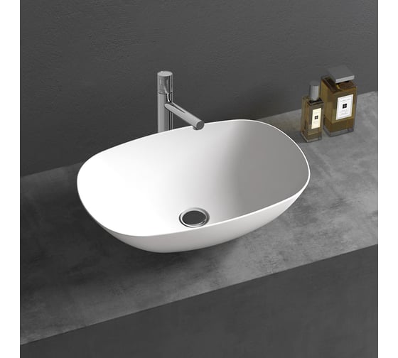 Раковина из искусственного камня VINCEA 540x360x150, накладная, белый матовый VBS-6T12MW