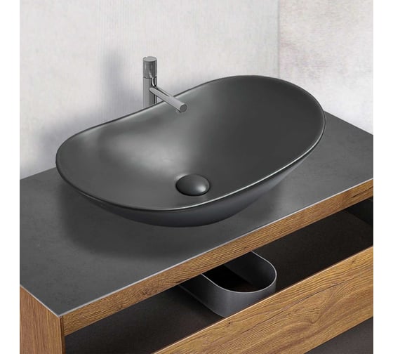 Керамическая раковина VINCEA 615x360x155, накладная, антрацит матовый VBS-508MA