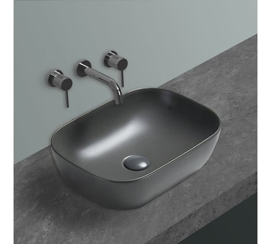 Керамическая раковина VINCEA 455x325x130, накладная, антрацит матовый VBS-102MA